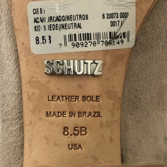 Schutz Neutral Beige Cibby Suede Heel Bootie - Picture 8 of 8